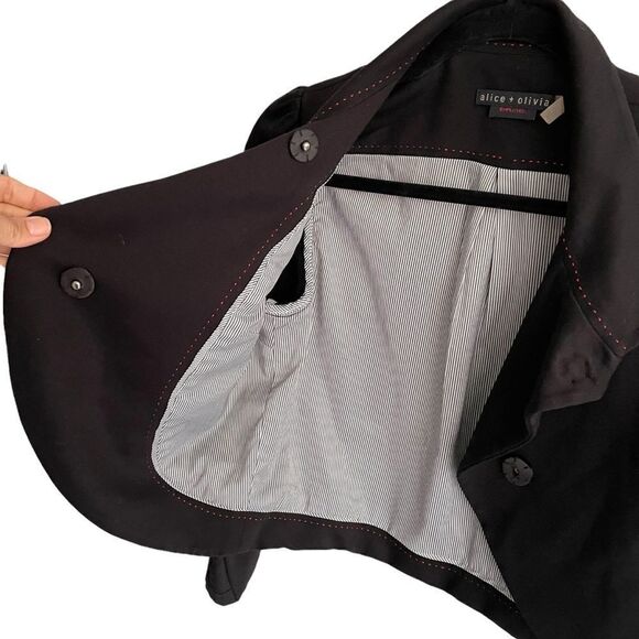 ALICE + OLIVIA Black Long Sleeve Cropped Blazer Jacket With Bow XS - Picture 10 of 14